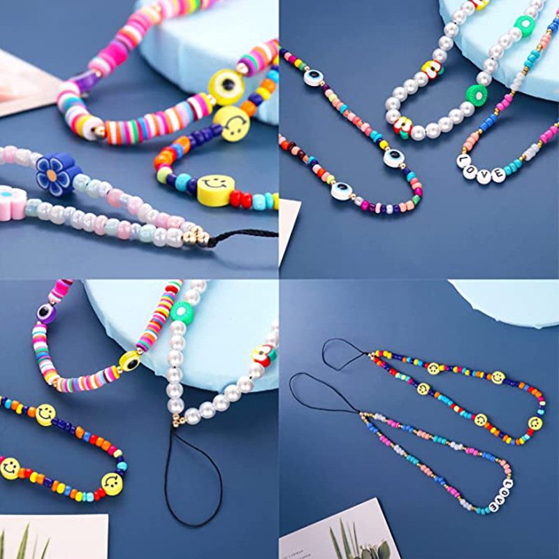 Custom DIY Trendy Cute Colorful Fruit Beaded Cell Phone Charm Chain Strap for Women
