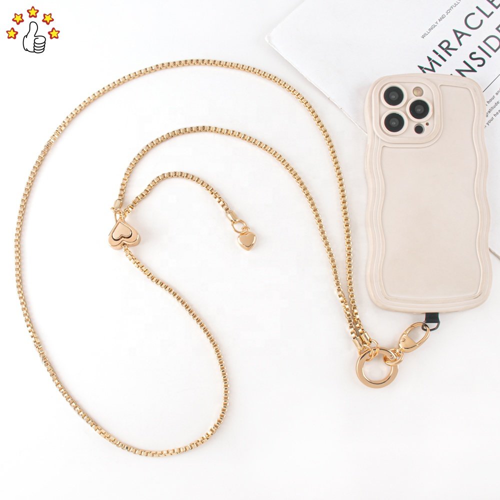 Simple Metallic Crossbody Metal Phone Lanyard Mobile Phone Chain Bag Accessories Anti Lost Phone Strap For Women Girls