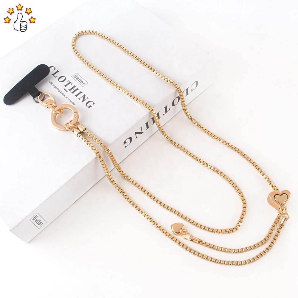 Simple Metallic Crossbody Metal Phone Lanyard Mobile Phone Chain Bag Accessories Anti Lost Phone Strap For Women Girls