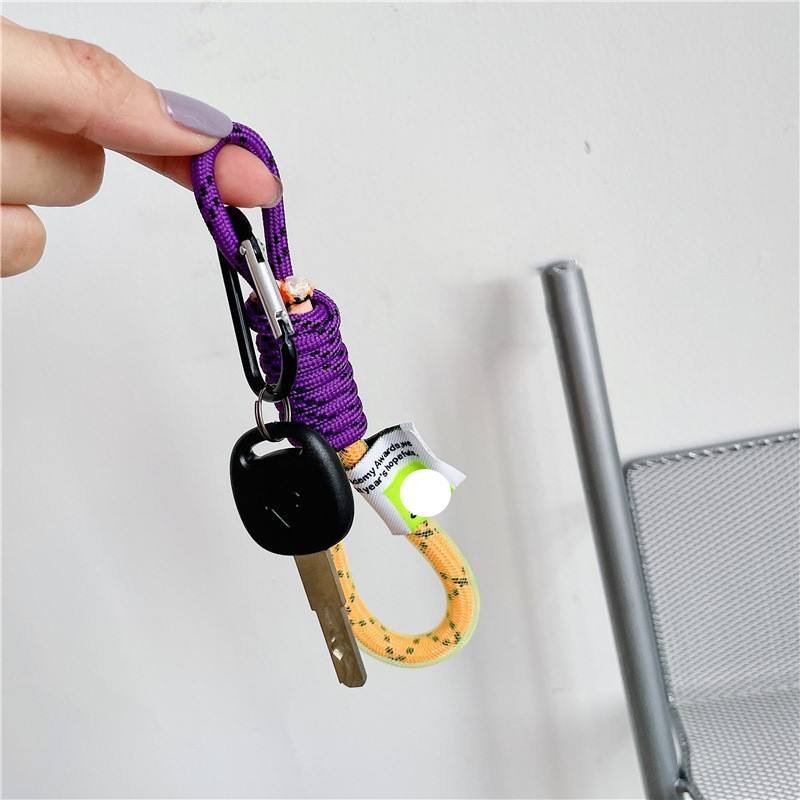 Fluorescent Braided Keychain Lanyard Mesh Weave Mobile Phone Strap Short Lanyard for Keys Bag Ornaments