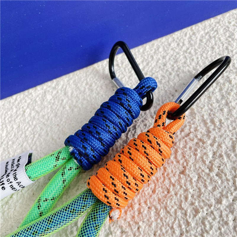 Fluorescent Braided Keychain Lanyard Mesh Weave Mobile Phone Strap Short Lanyard for Keys Bag Ornaments