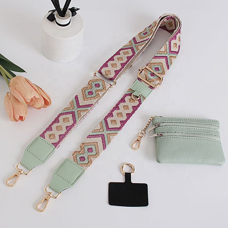 Phone Strap with Zippered Pouch for Women Clip and Go Strap for Phone with Wallet Crossbody