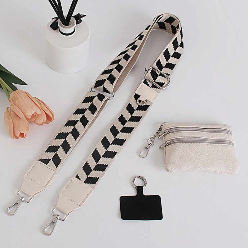 Phone Strap with Zippered Pouch for Women Clip and Go Strap for Phone with Wallet Crossbody