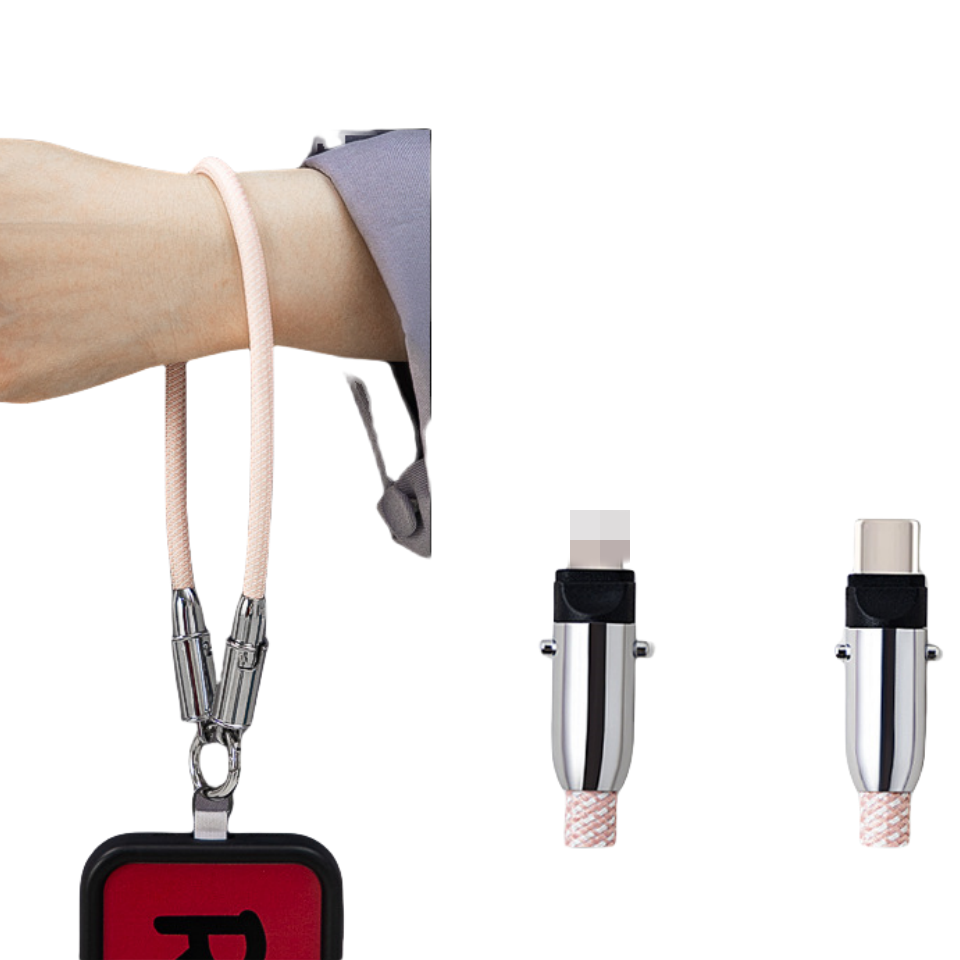 Fashion 2 in 1 Phone Lanyard Pd60W Charging Cable Tpcy-c To C Zinc Alloy Lock Halter Neck Wrist for Mobile Phone Accessories