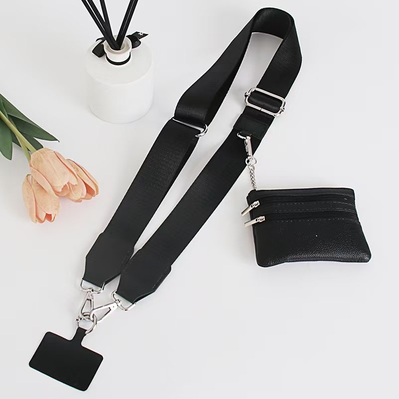 Custom Cross Body Mobile Phone Straps with Zipper Wallet Pouch Universal Tether Patch Cell Phone Shoulder Strap Bag Belts