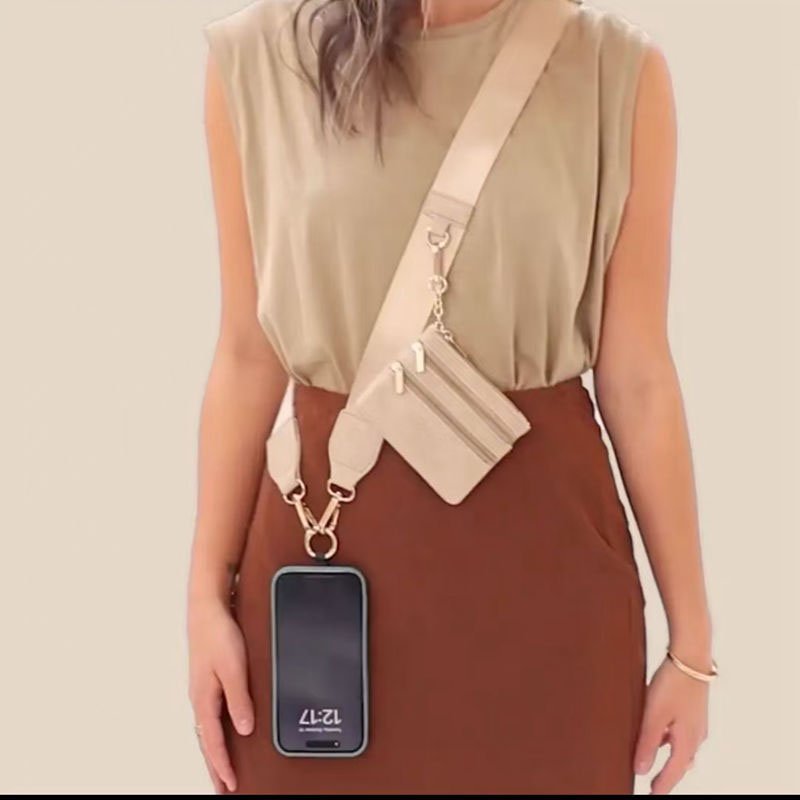 Custom Cross Body Mobile Phone Straps with Zipper Wallet Pouch Universal Tether Patch Cell Phone Shoulder Strap Bag Belts
