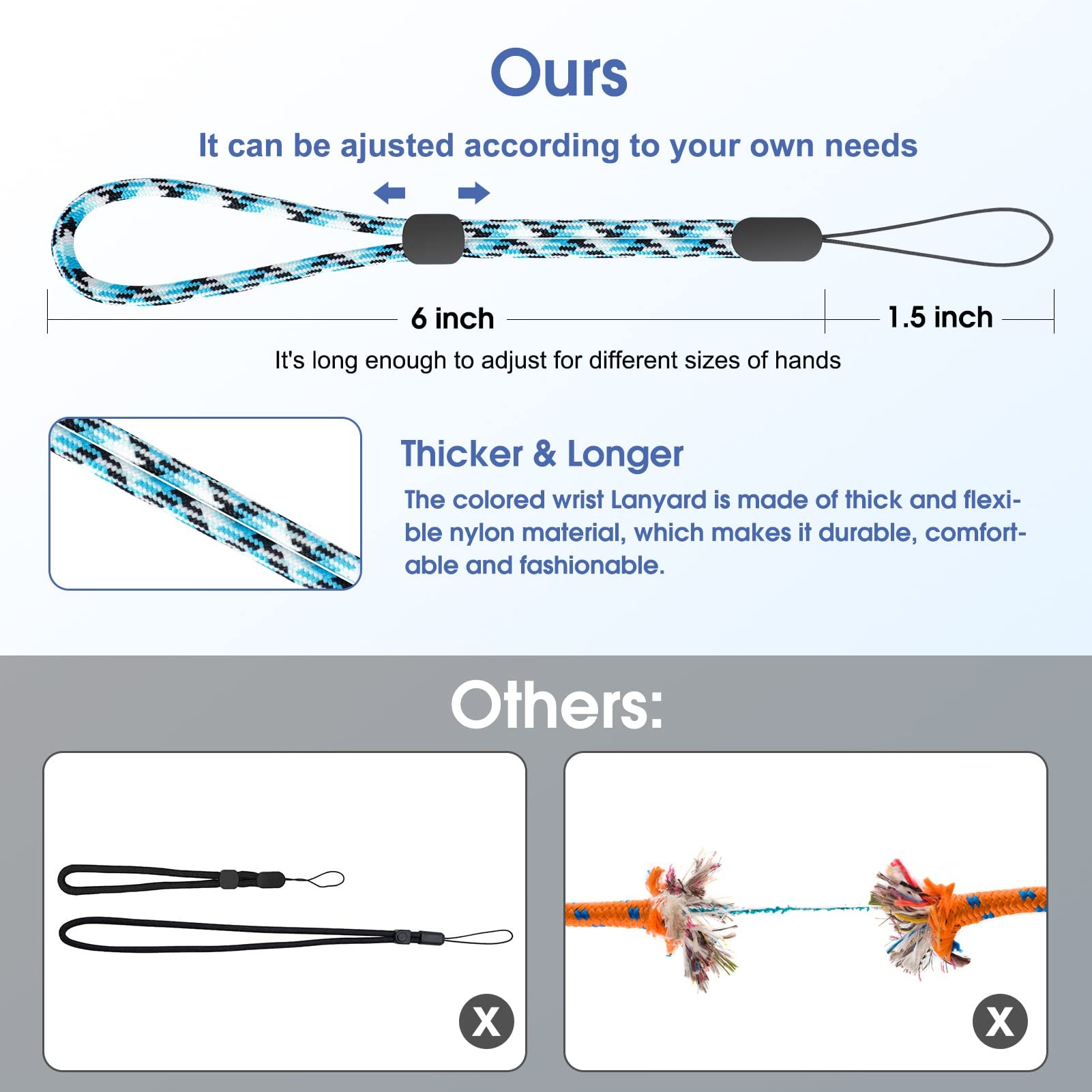 Adjustable Nylon Round Cellphone Rope Colorful Mobile Phone Wrist Strap Custom Logo Short Lanyard For Camara Usb Id Tag Badge