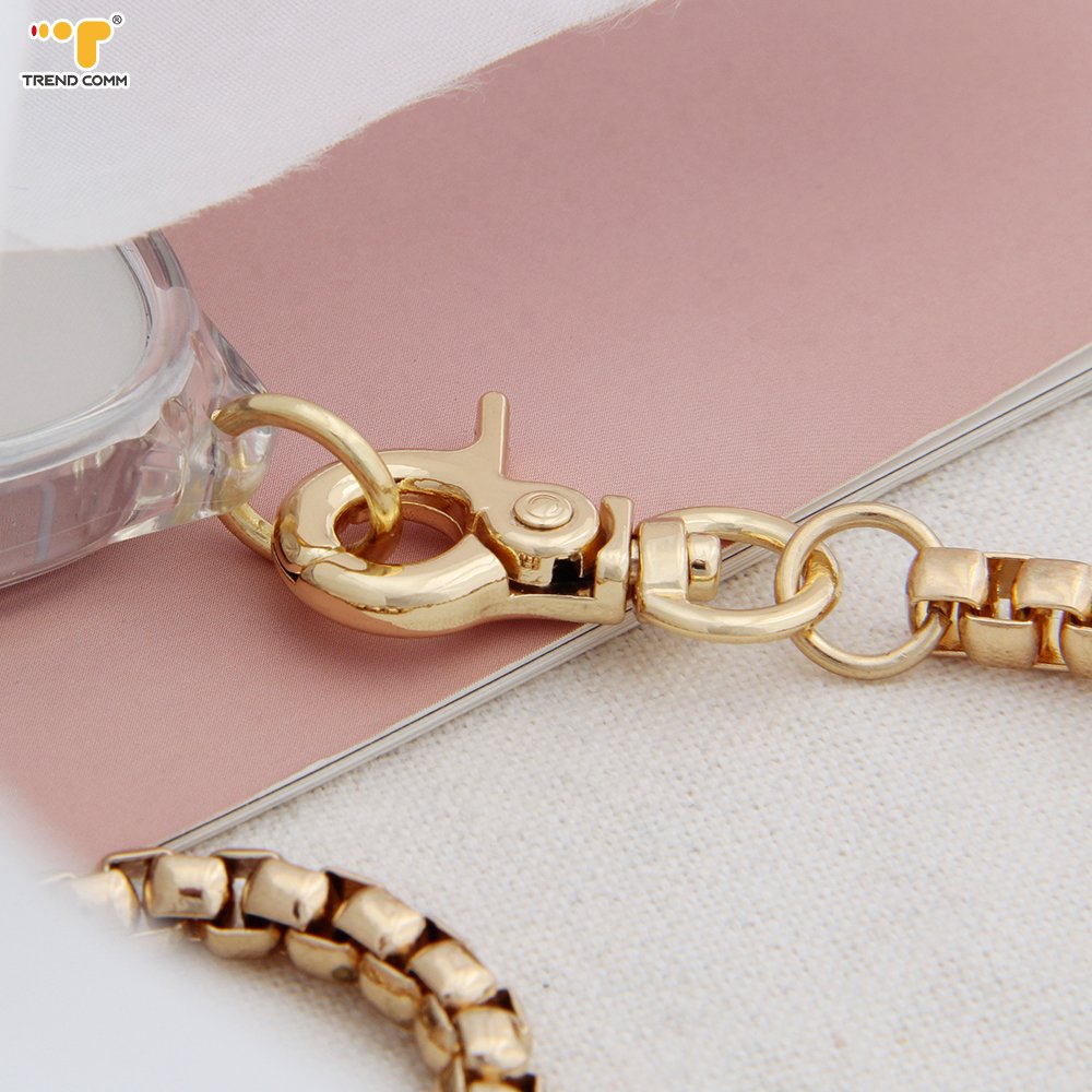 Fashion Custom Waist Mobile Phone Stainless Steel Lanyard Polish Alloy Metal Gold Chain Charm For iPhone Wristlet Long Strap