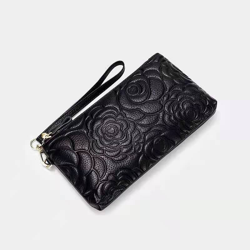 High quality luxury durable genuine cowhide leather crossbody mobile phone bags for women wallet