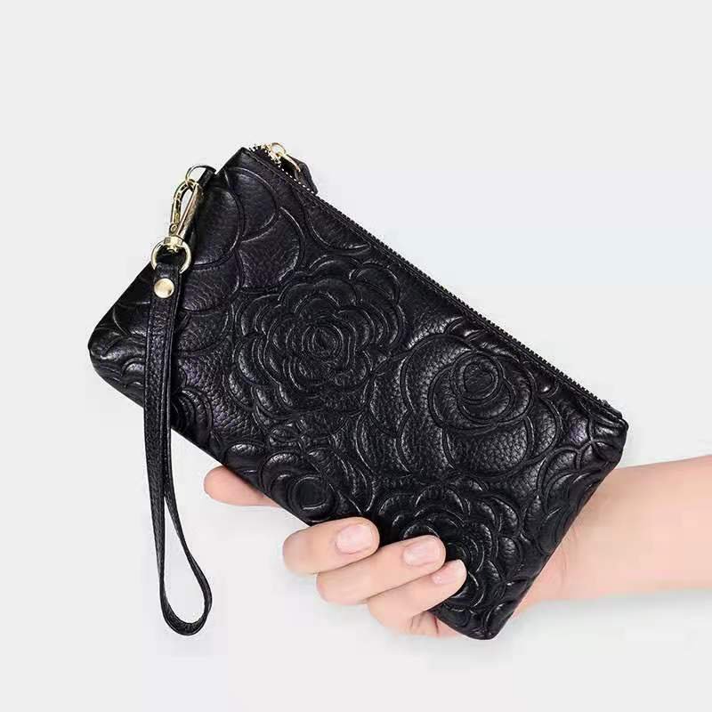 High quality luxury durable genuine cowhide leather crossbody mobile phone bags for women wallet