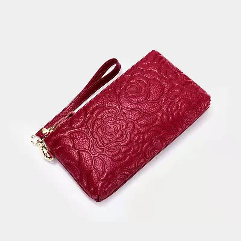 High quality luxury durable genuine cowhide leather crossbody mobile phone bags for women wallet
