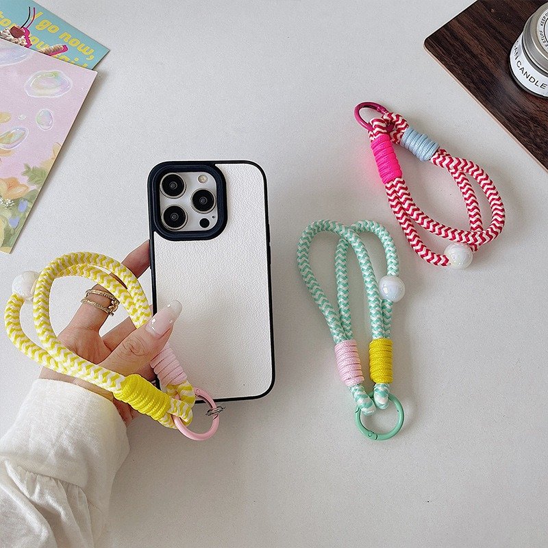 2 Layers Phone Rope Short Wristband Hanging Strap Portable Keychain Mobile Phone Straps Cell Phone Pendant