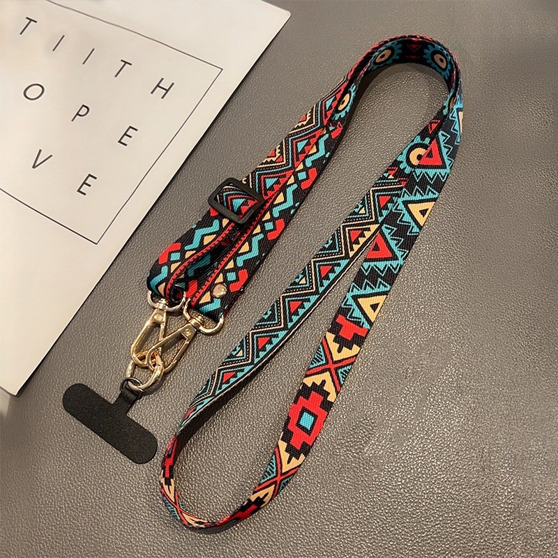 Mobile Phone Broadband Straps Long Painted Totem Lanyard Neck Band Shoulder Cord Anti Loss Rope Hang Retro Ethnic Style Strap