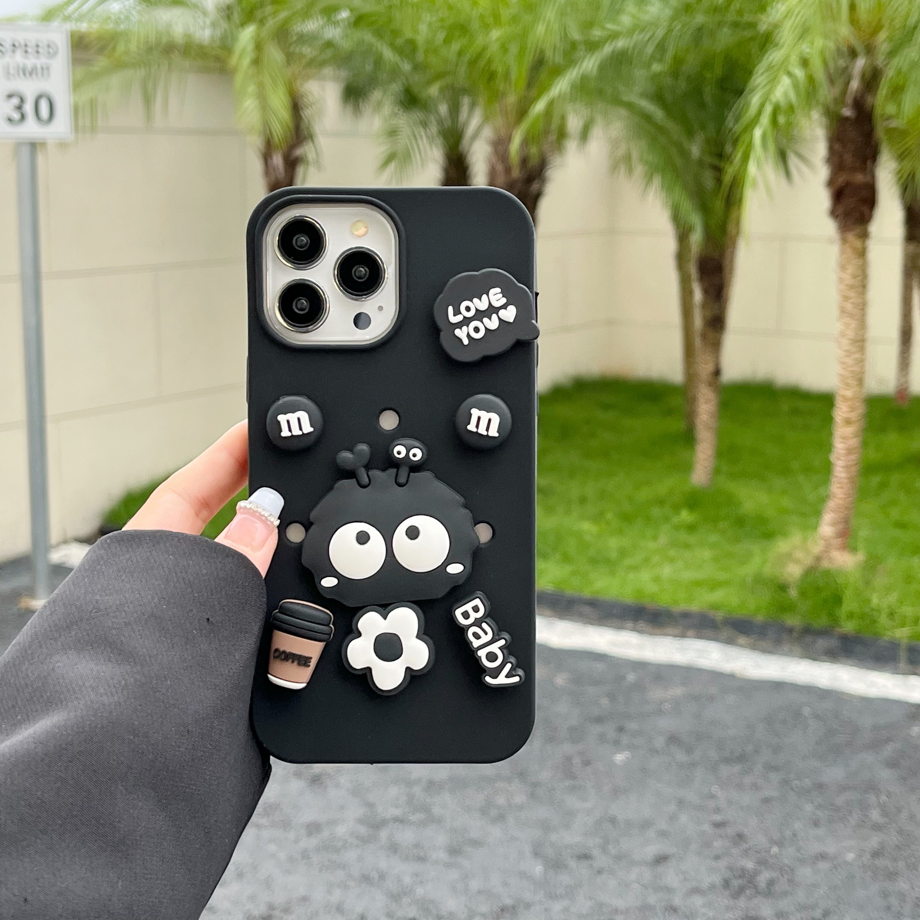 DIY Soft Silicone Cute Carton Germinated Briquettes Croc Phone Case For iPhone15 14 13 12 11 Pro Max