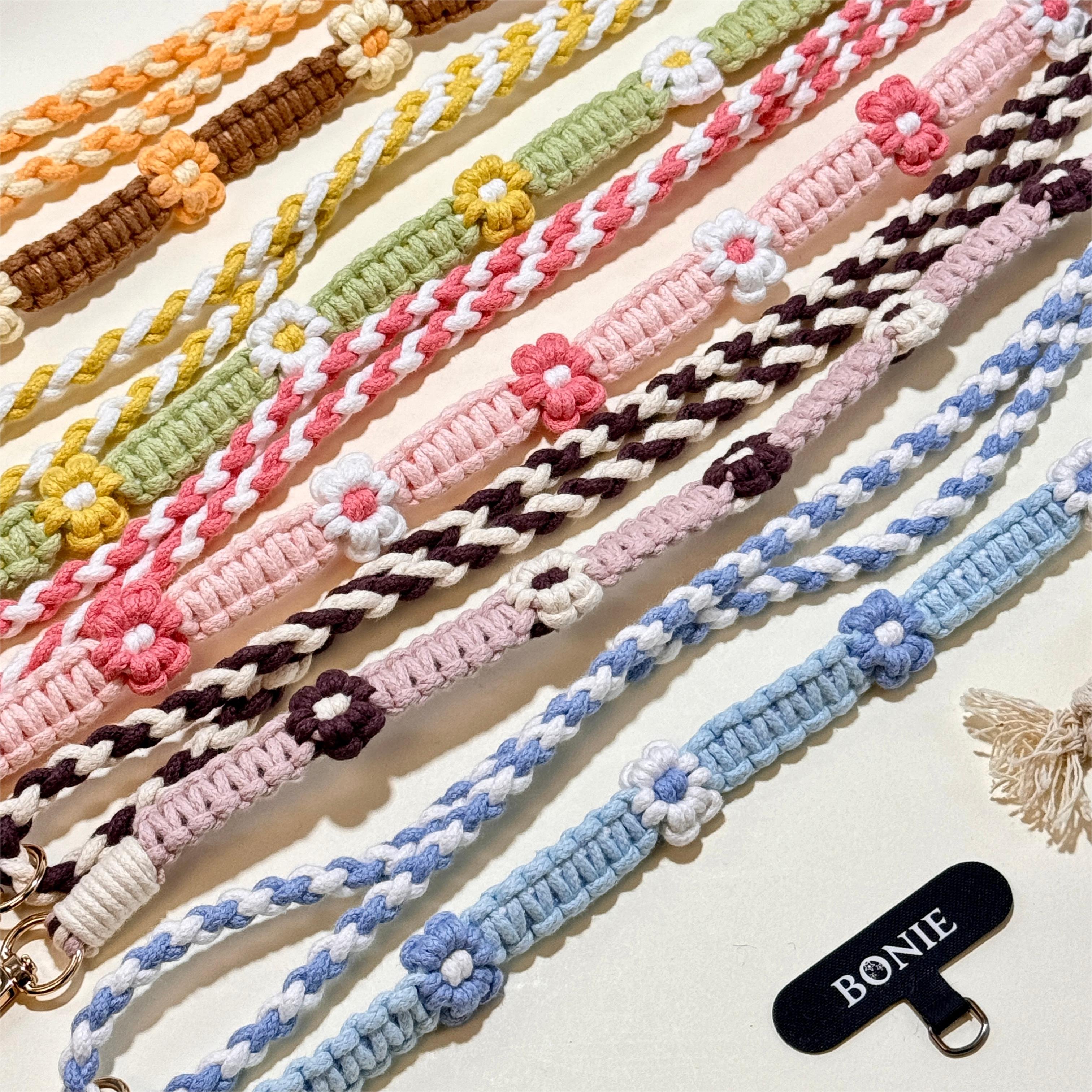 2024 Candy color cute flowers diagonal span adjustable mobile phone package brand mobile phone chain