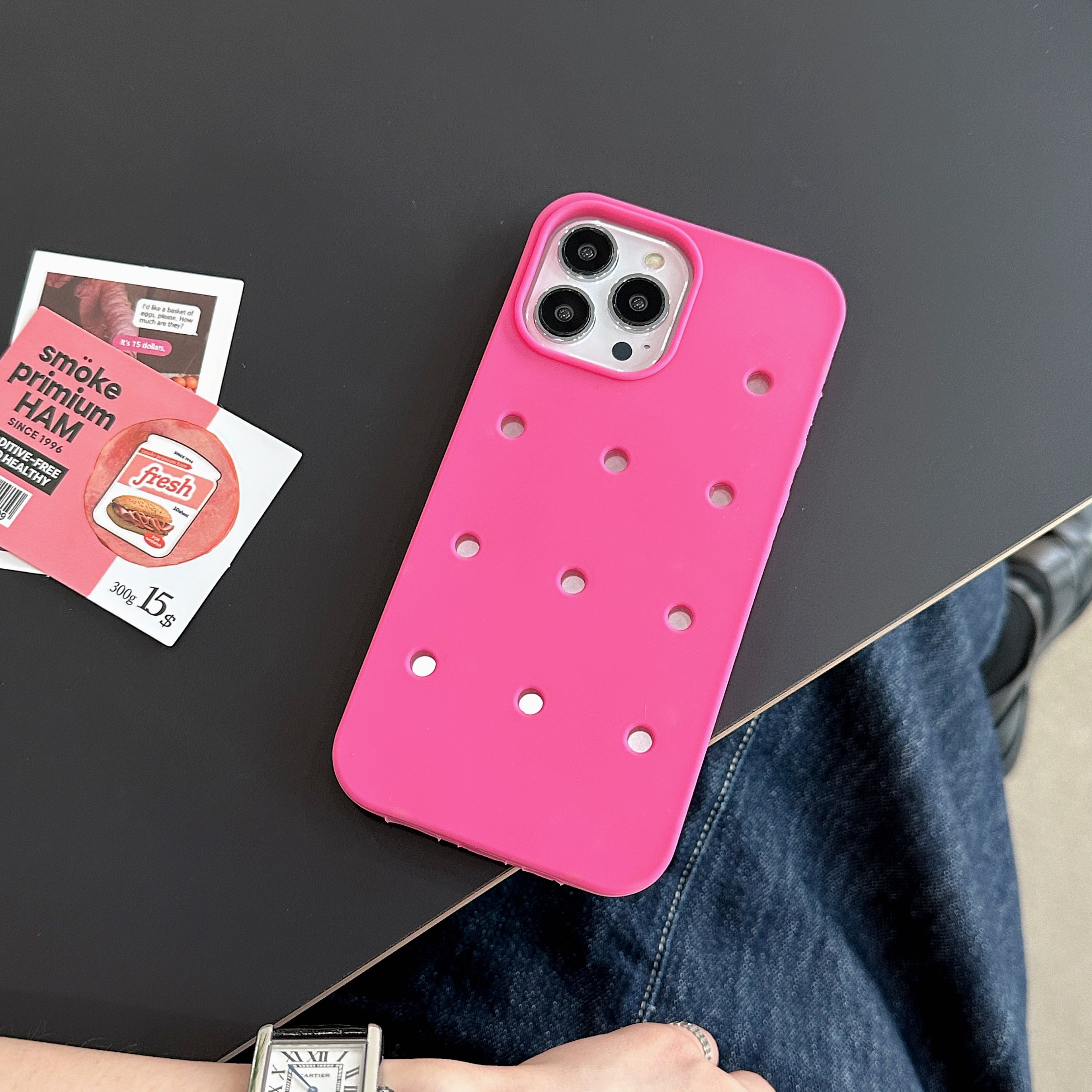 The new shock-proof soft rubber Crocodile Charm works with the Phone 1615 12 pro max DIY hole s23 s24ultra silicone back cover