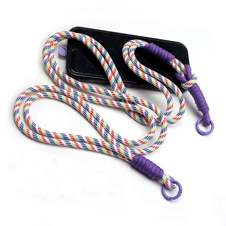 New Hand Woven Double Polyester Mobile Phone Strap Crossbody Colorful Rope Strap Shoulder Lanyard Anti-Lost Cell Phone Cord