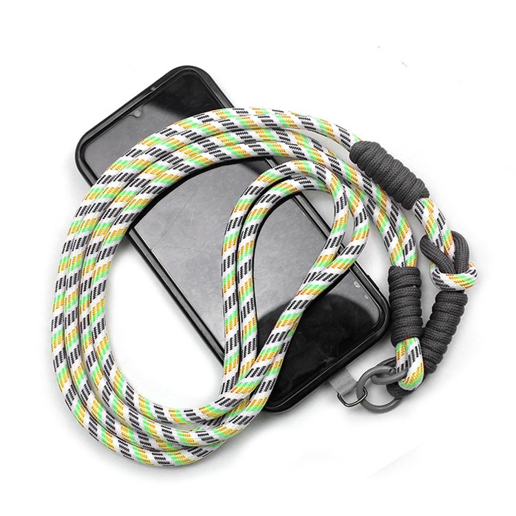 New Hand Woven Double Polyester Mobile Phone Strap Crossbody Colorful Rope Strap Shoulder Lanyard Anti-Lost Cell Phone Cord