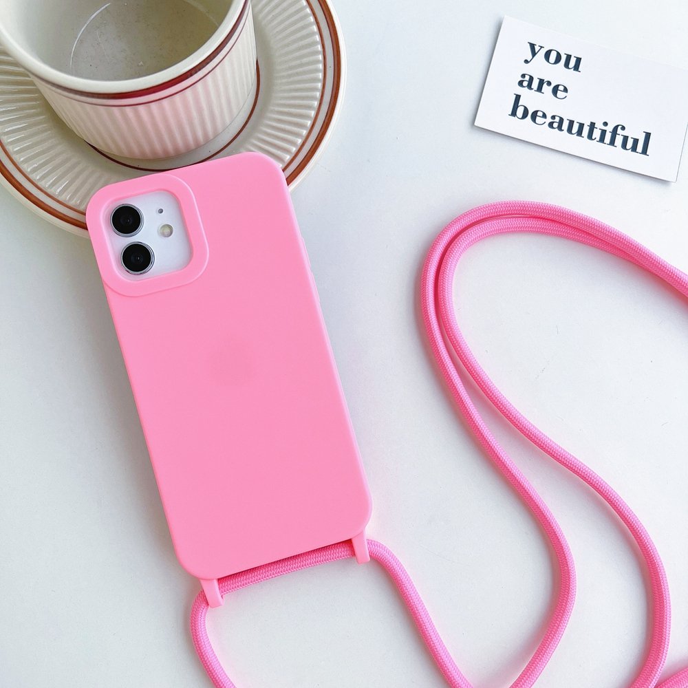 Cross body Neck Strap Cord Rope Phone Case For Phone 13 12 11 Pro XS TPU Soft Back Blank Shockproof Protection Phone Case