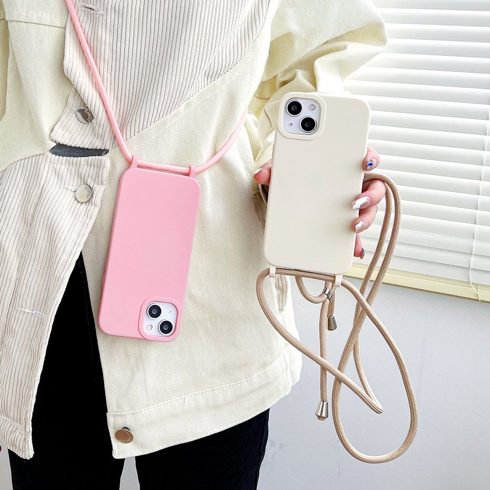 Cross body Neck Strap Cord Rope Phone Case For Phone 13 12 11 Pro XS TPU Soft Back Blank Shockproof Protection Phone Case