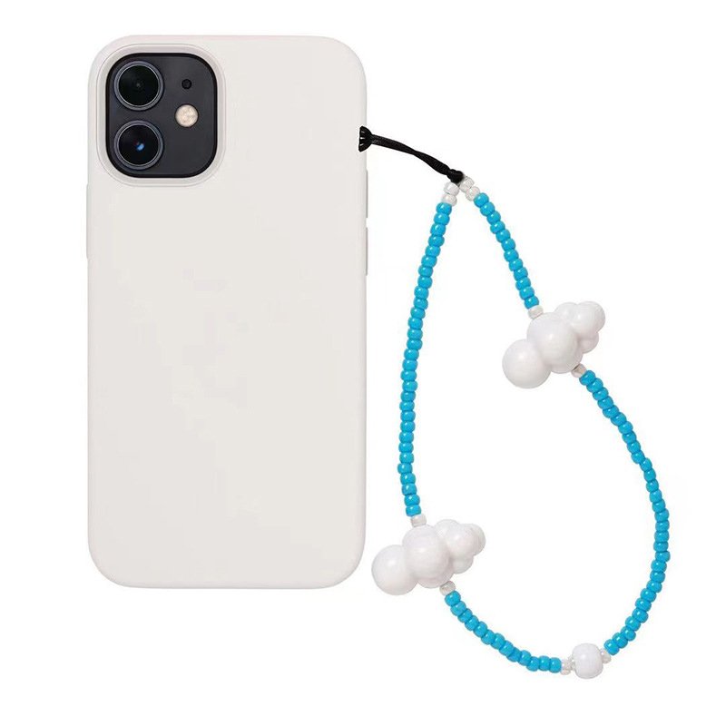 Hot Selling New Fashion Super Cute Acrylic Clouds Mobile Phone Lanyard Glass Beads Phone Strap