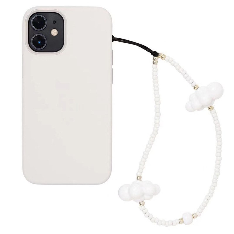 Hot Selling New Fashion Super Cute Acrylic Clouds Mobile Phone Lanyard Glass Beads Phone Strap