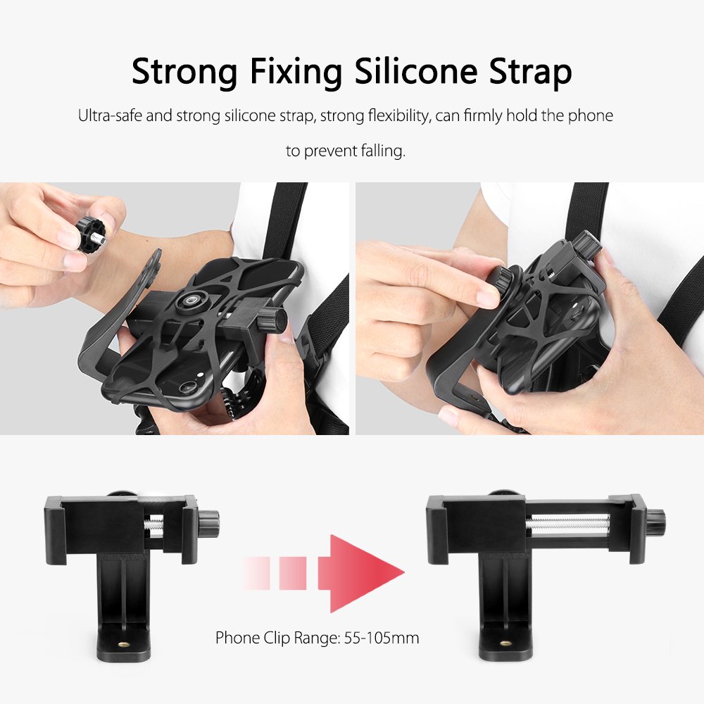 Takenoken Photography Props Selfie Sticks Set Phone Clip Mount Belt Body Harness Chest Strap for Smartphone Go Pro Camera