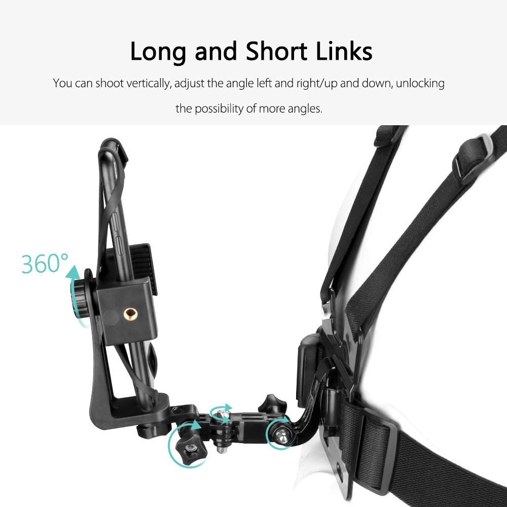 Takenoken Photography Props Selfie Sticks Set Phone Clip Mount Belt Body Harness Chest Strap for Smartphone Go Pro Camera