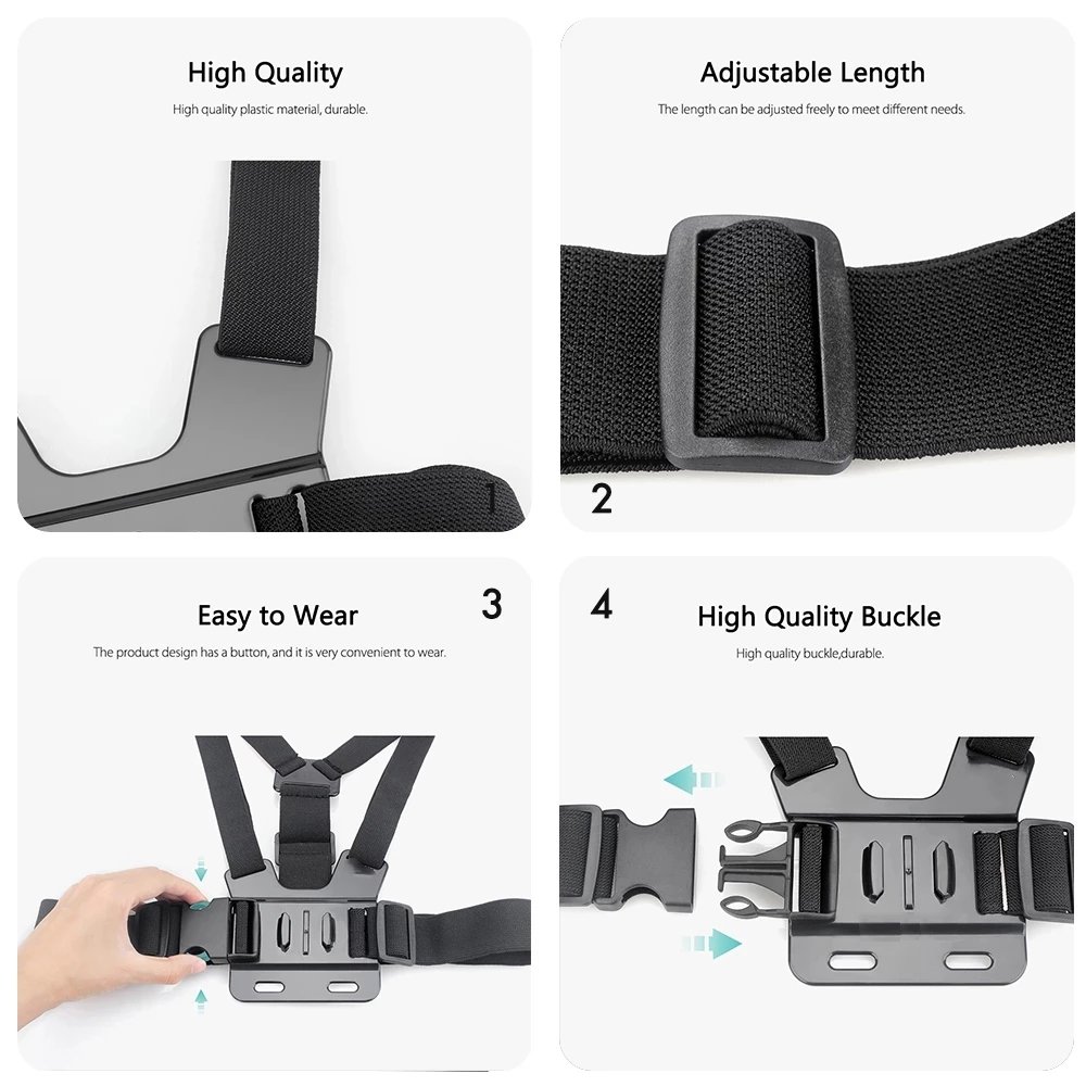 Takenoken Photography Props Selfie Sticks Set Phone Clip Mount Belt Body Harness Chest Strap for Smartphone Go Pro Camera