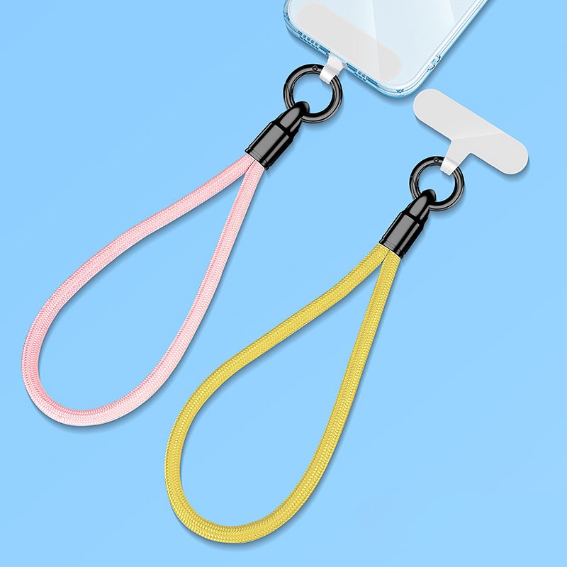 Universal Fashionable Polyester rope Mobile Phone Lanyard Short neck strap crossbody Rope with Phone Tether Patch