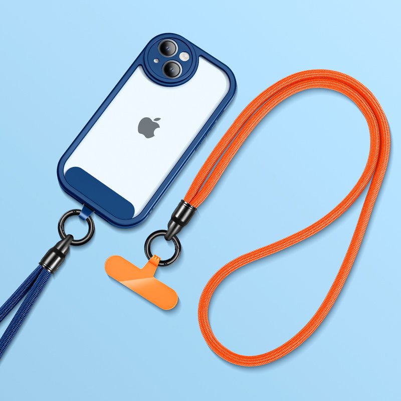 Universal Fashionable Polyester rope Mobile Phone Lanyard Short neck strap crossbody Rope with Phone Tether Patch
