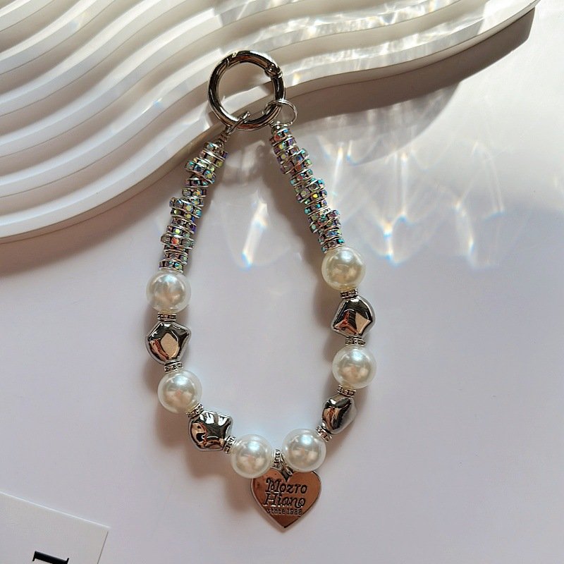 Lilangda Exquisite Tassel Butterfly Flower Pendant Lanyard Sweet Temperament Crystal Beaded Mobile Phone Lanyard keychain beads