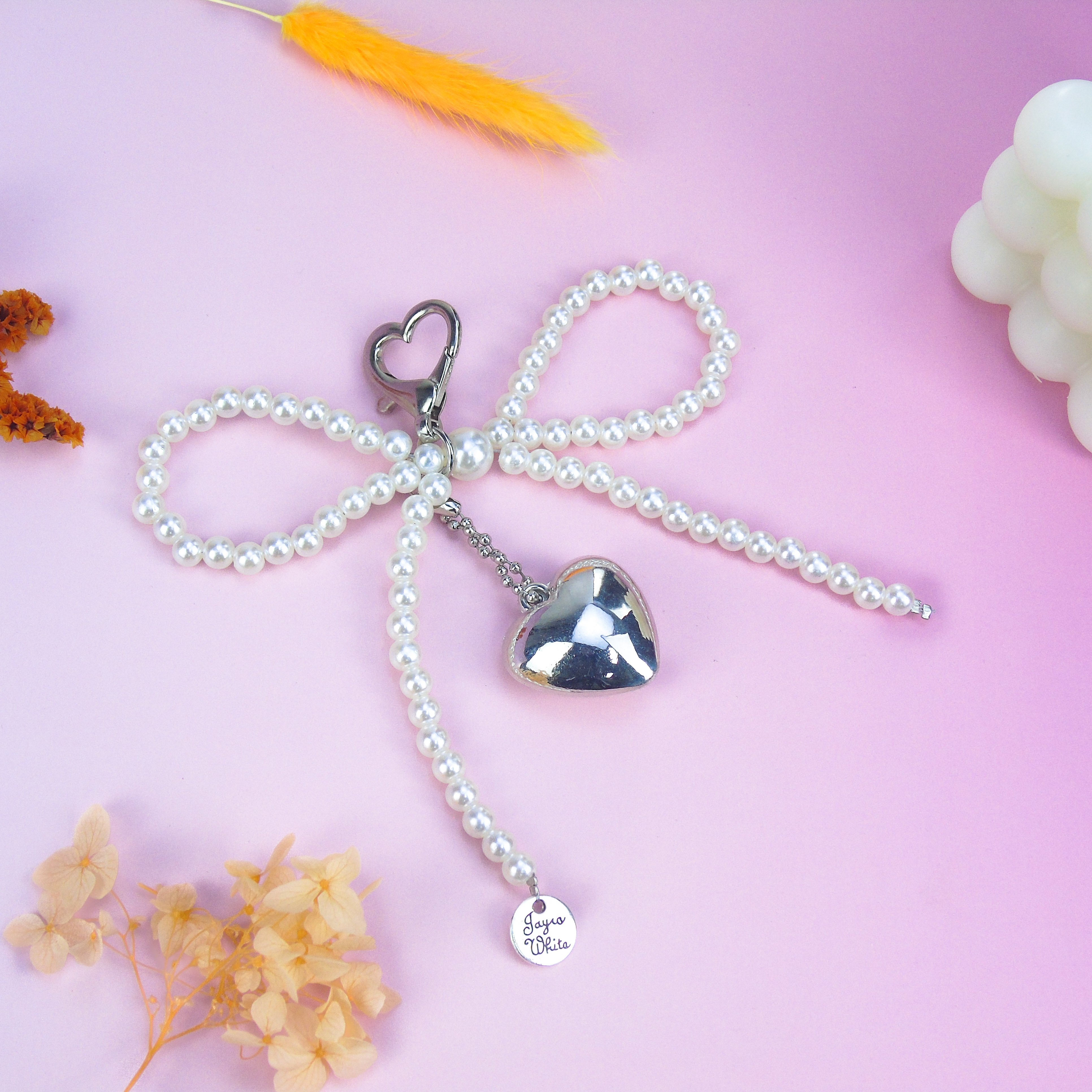 New DIY Bow Heart Mobile Phone Chain Love Pendant Versatile Creative Backpack Ornament Elegant Beaded Keyrings Gifts For Women