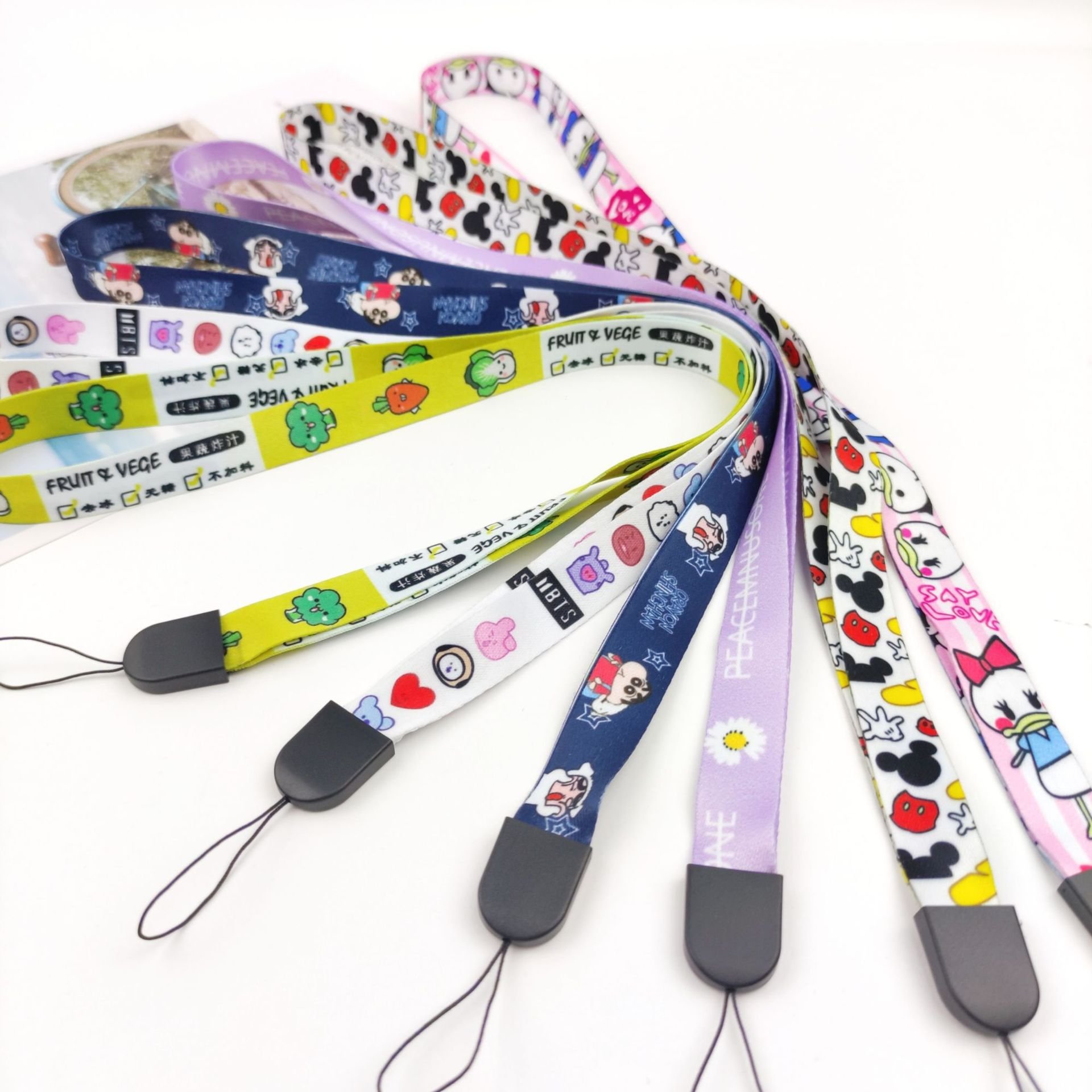 New 1.5CM flat buckle can be printed with logo, polyester woven strap, phone case hanging rope, universal long and wide rope