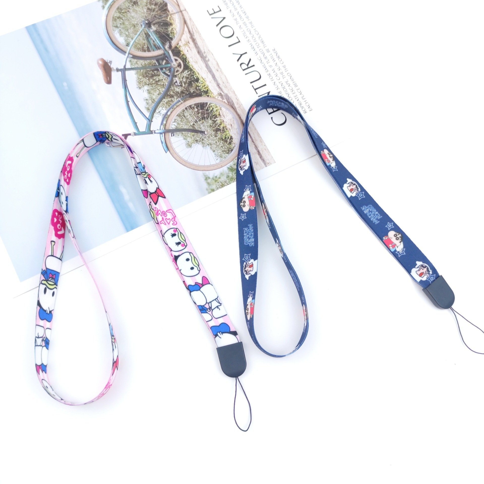 New 1.5CM flat buckle can be printed with logo, polyester woven strap, phone case hanging rope, universal long and wide rope