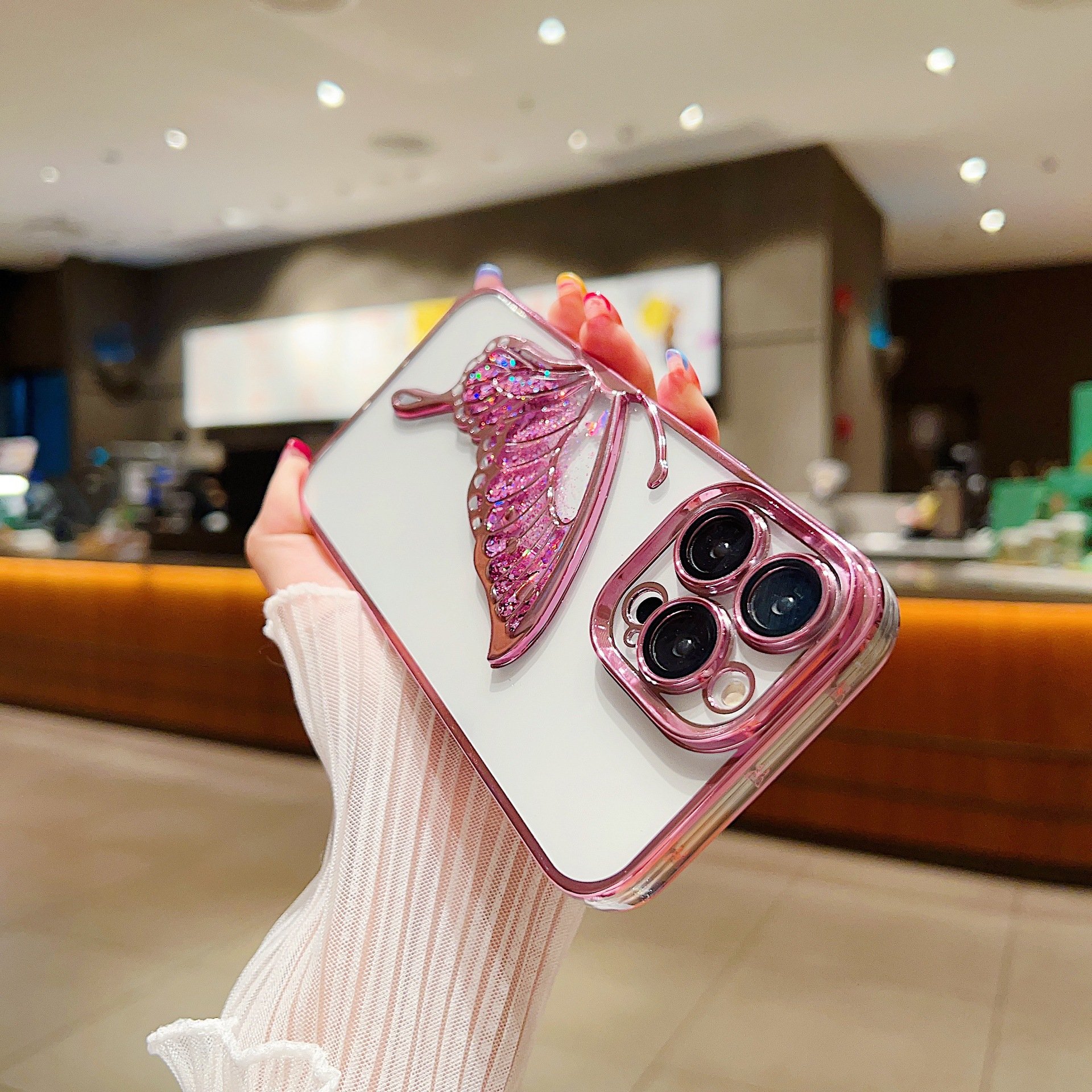glitter butterfly electroplating mobile phone case back cover for iphone 16 plus case 16 16 pro max 15 14 13 12 11