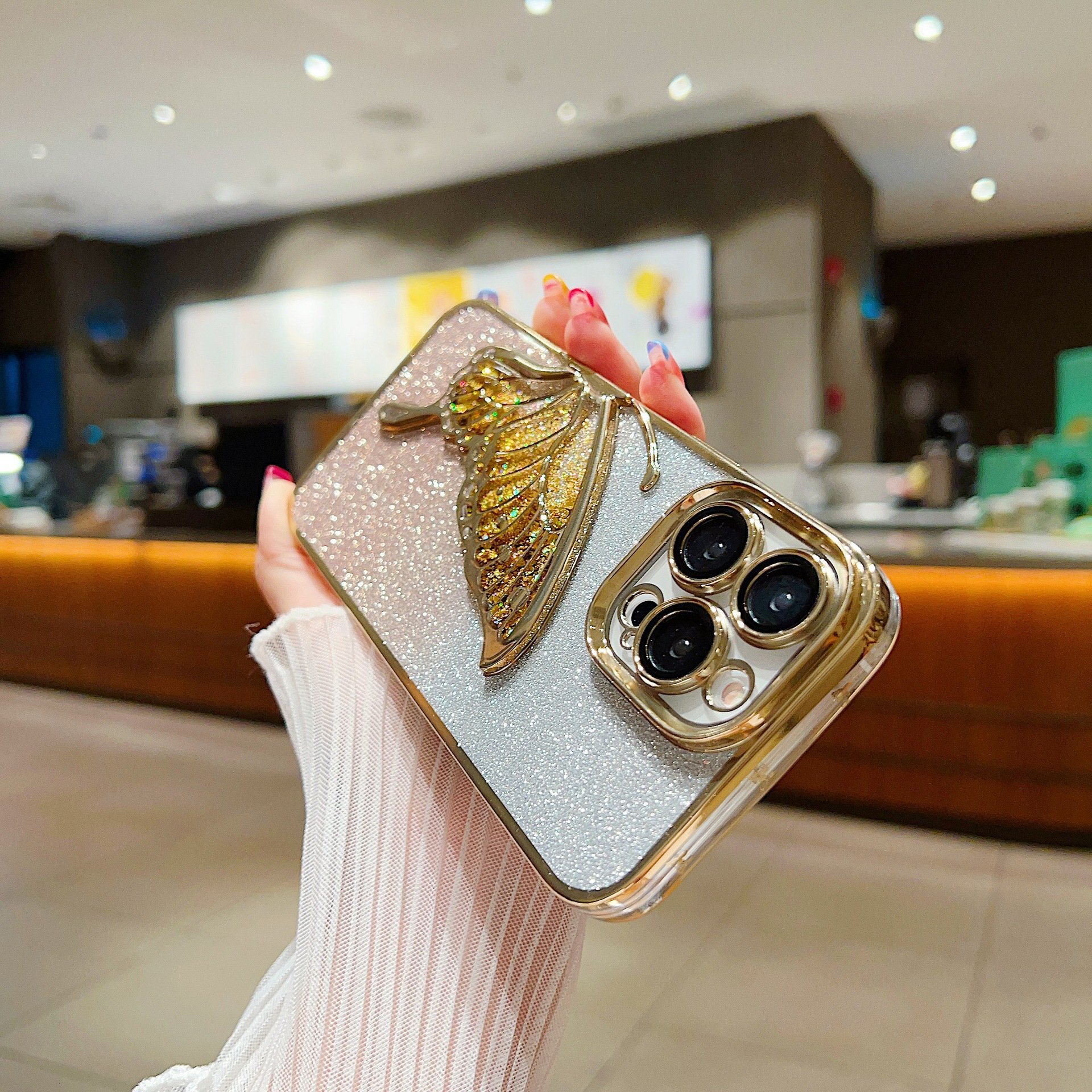 glitter butterfly electroplating mobile phone case back cover for iphone 16 plus case 16 16 pro max 15 14 13 12 11