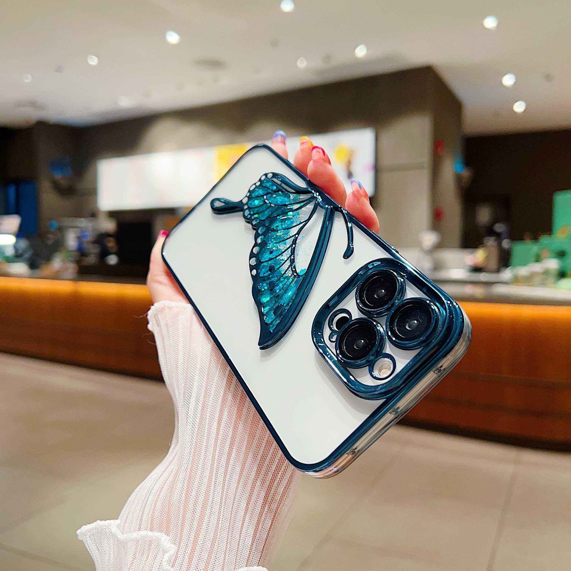 glitter butterfly electroplating mobile phone case back cover for iphone 16 plus case 16 16 pro max 15 14 13 12 11