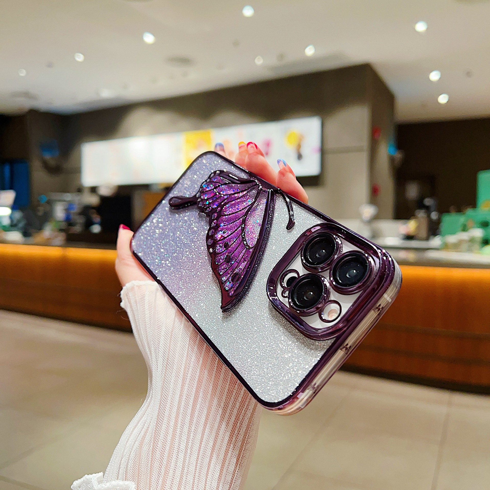 glitter butterfly electroplating mobile phone case back cover for iphone 16 plus case 16 16 pro max 15 14 13 12 11