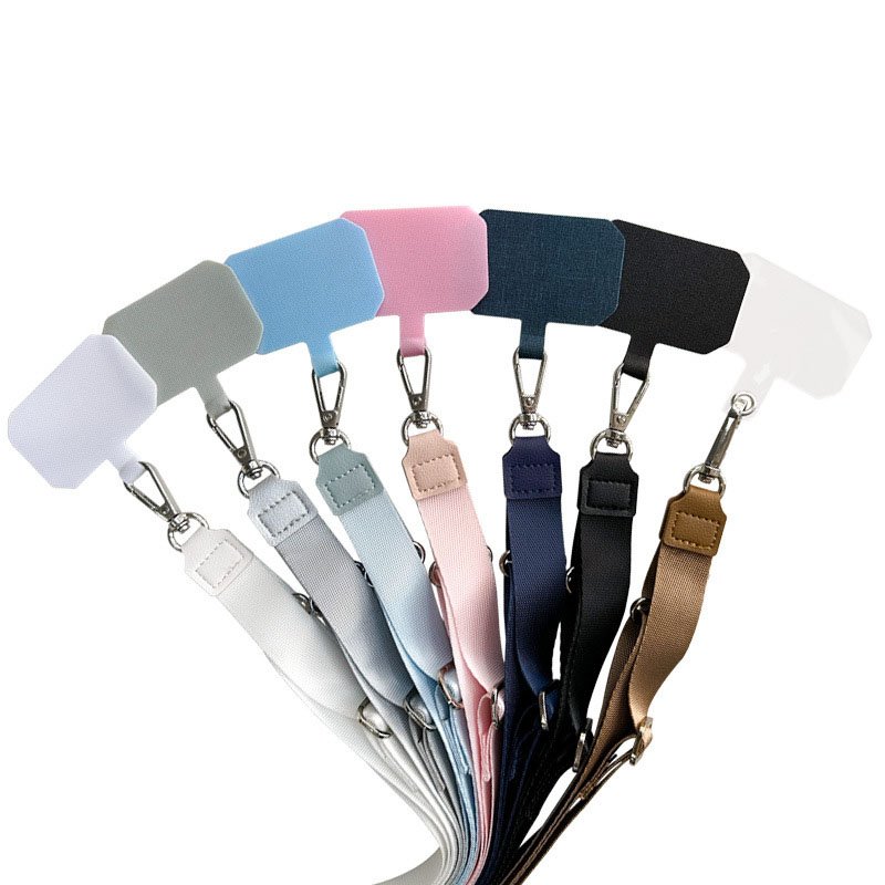 RW Custom Logo Cell Phone Lanyard Universal Adjustable Nylon Woven Crossbody Mobile Phone Strap with Tab Patch