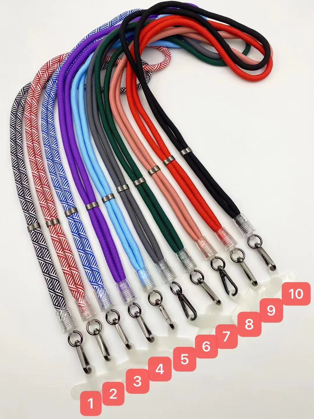 Wholesale 6mm 8mm 10mm Polyester Round Cord Crossbody Neck Multi-functional Detachable Thick and Thin Cord Phone Lanyard