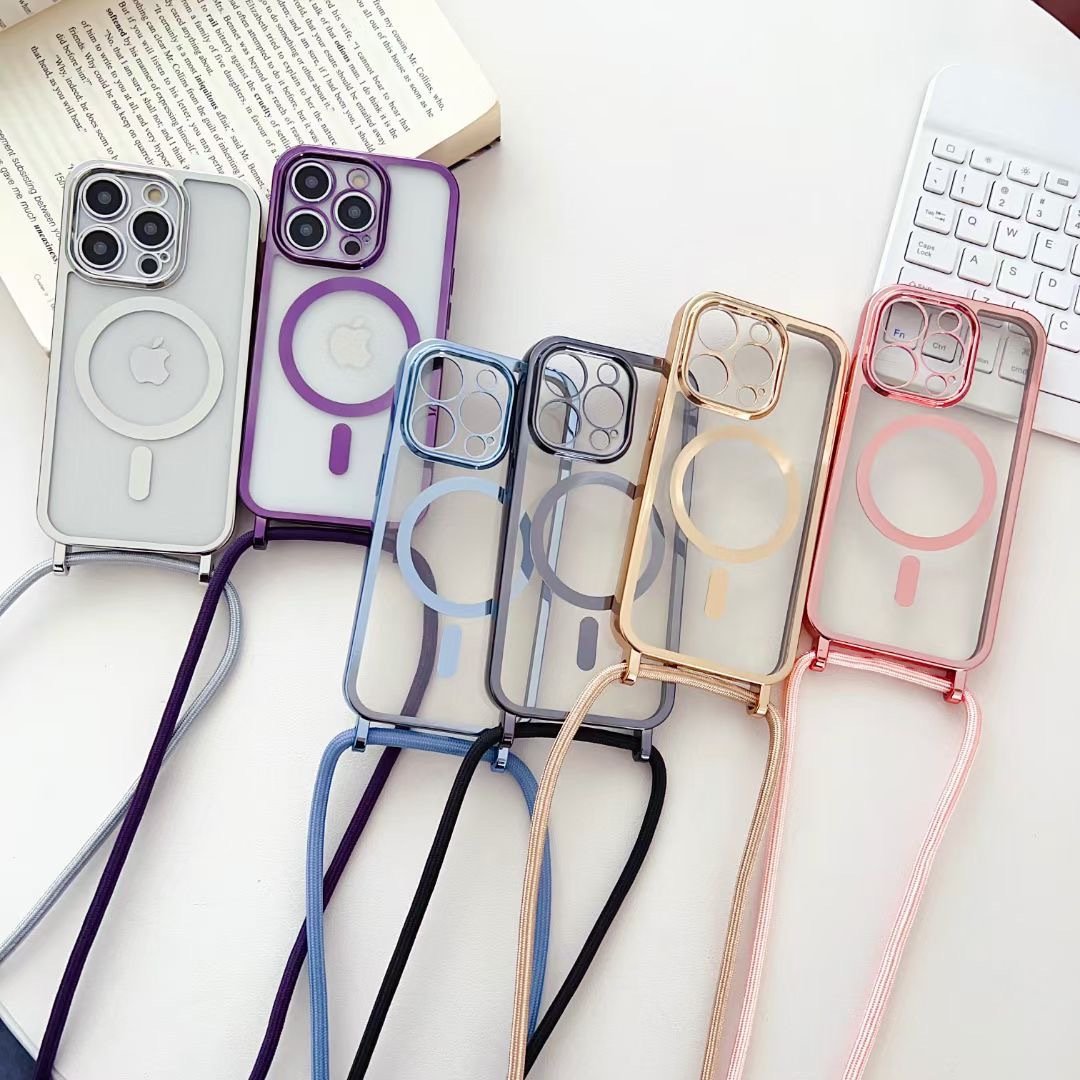 new design silicone phone covers for samsung s22 s21 A53 A51 A71 A32 chain lanyard