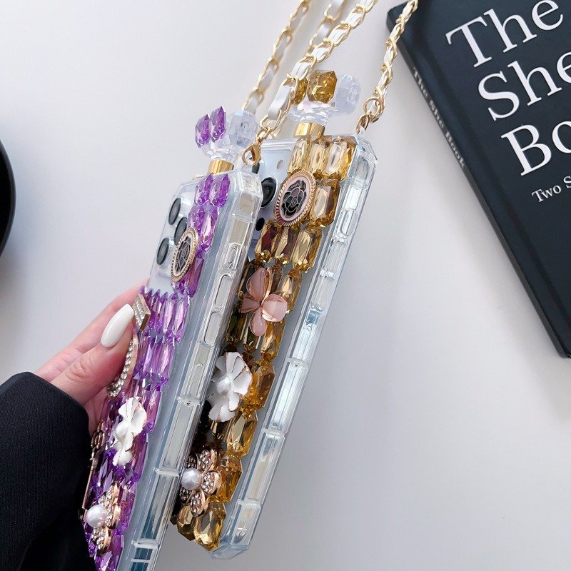 Women Luxury Bling Sparkle Rhinestone Phone Cases for iPhone16 15 14 12 13 11 xr xs All Models Diamond Handmade Cellphone Covers