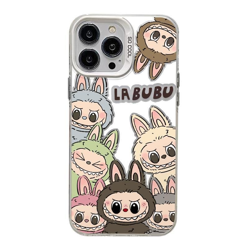 Bubble Mart labubu Acrylic TPU Mobile Phone Case For iPhone 16 15 14 13 12 11 Pro max Labbu Cartoon Cute Shockproof Back Cover