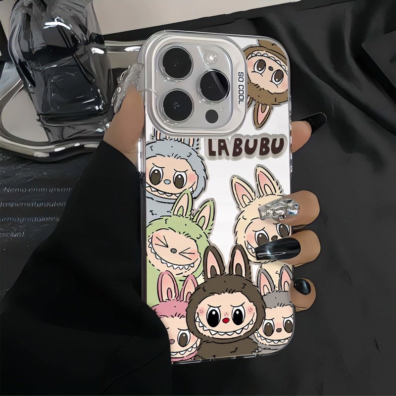 Bubble Mart labubu Acrylic TPU Mobile Phone Case For iPhone 16 15 14 13 12 11 Pro max Labbu Cartoon Cute Shockproof Back Cover