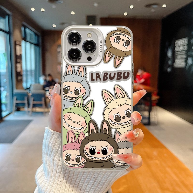 Bubble Mart labubu Acrylic TPU Mobile Phone Case For iPhone 16 15 14 13 12 11 Pro max Labbu Cartoon Cute Shockproof Back Cover