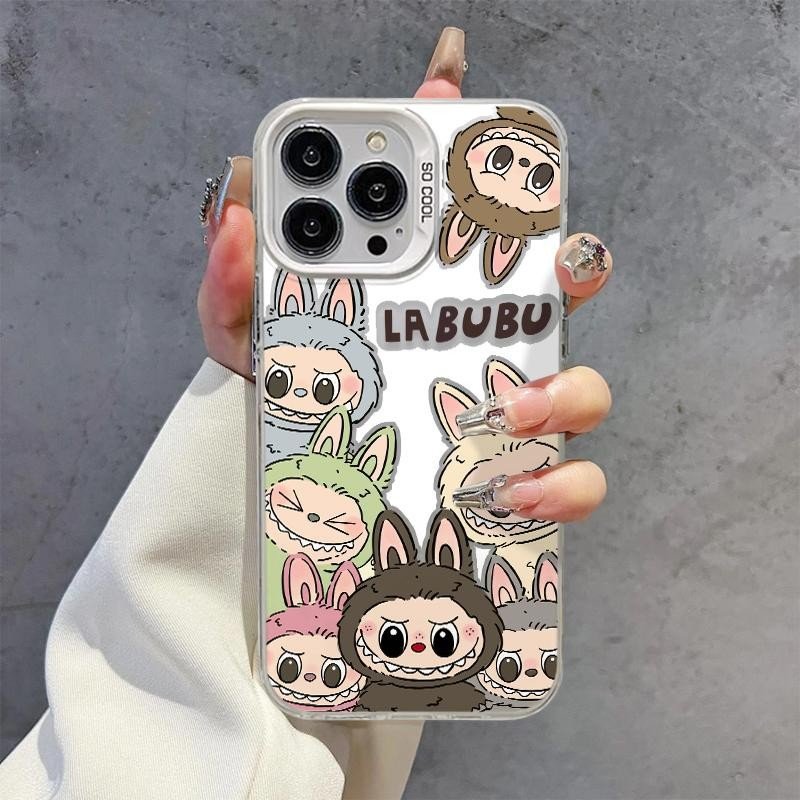 Bubble Mart labubu Acrylic TPU Mobile Phone Case For iPhone 16 15 14 13 12 11 Pro max Labbu Cartoon Cute Shockproof Back Cover