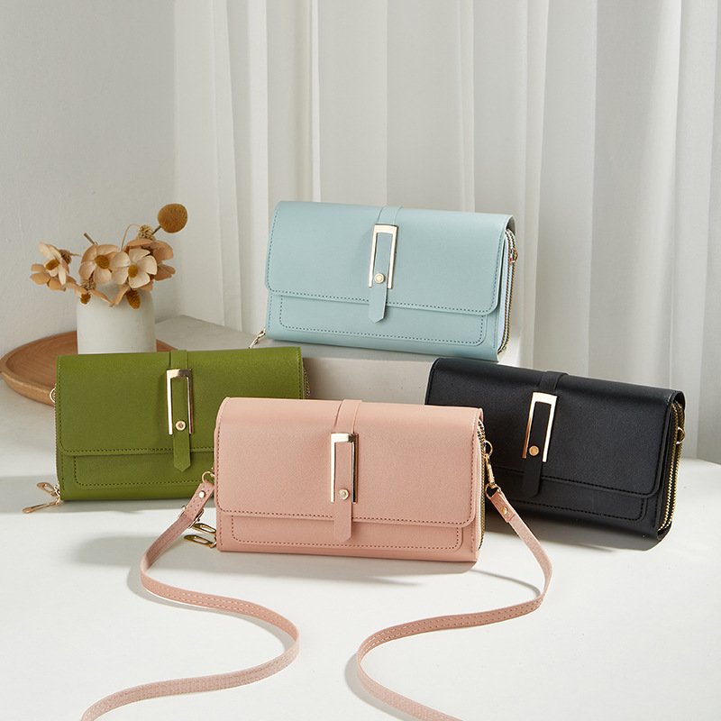 New Unique Design Luxury Genuine Leather Wristlet Handbag Cellphone Women Clutch Long Wallets Mobile Phone Bags