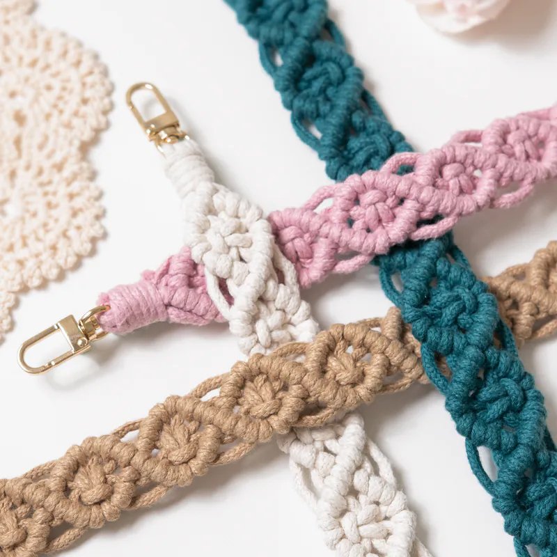 New custom braided strap mobile phone lanyard crossbody hand-woven shoulder strap long chain braided camera strap