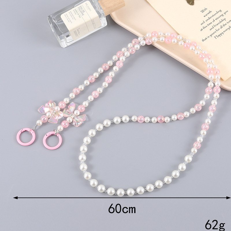 New Baroque Pearl Mobile Phone Lanyard Back Crossbody Chain Pendant Accessories Luggage Chain Pendant Anti-lost Rope